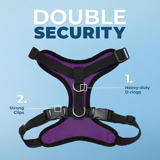 Voyager Step-in Pet Harness - All Weather Mesh, Adjustable Step in Harness for Cats and Dogs by Best Pet Supplies - Purple/Black Trim, M