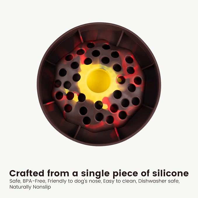 PEGGY11 Volcano-Shaped Silicone Slow Feeder Bowl for Dogs | Raised center design, Multiple Food Pockets, Nonslip base, Dishwasher-safe, Food-grade material, Mealtime enrichment