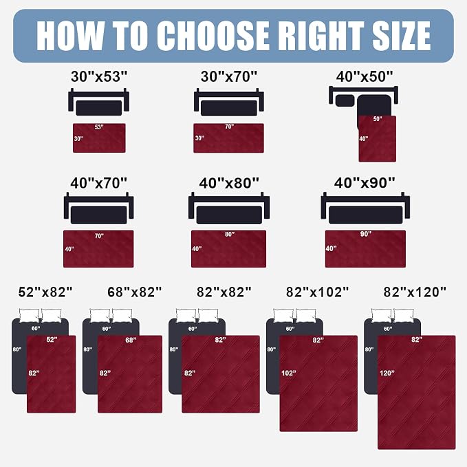 Smiry Waterproof Dog Bed Cover Blanket 30x70, Soft Reversible Pet Blanket, Washable Leakproof Cats Dogs Couch Cover for Sofa, Couch, Furniture, Wine Red/Wine Red