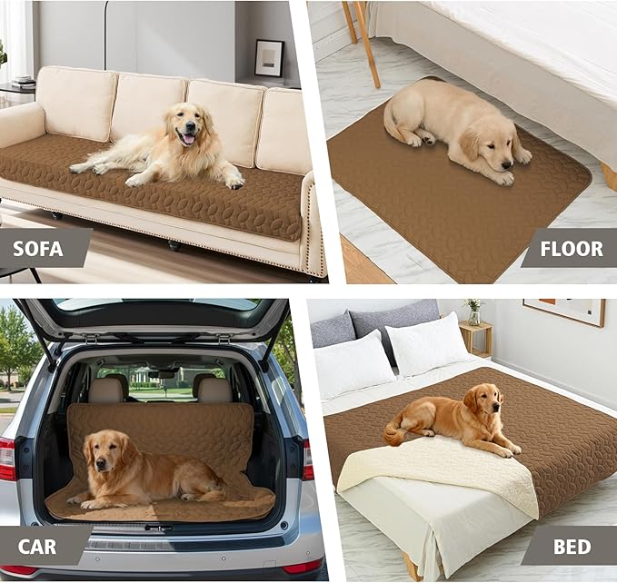 Ameritex Waterproof Pet Bed Cover Anti-Slip Dog Bed Blanket for Sofa and Furniture Waterproof New Pattern Design (Camel, 68x82 Inch (Pack of 1))