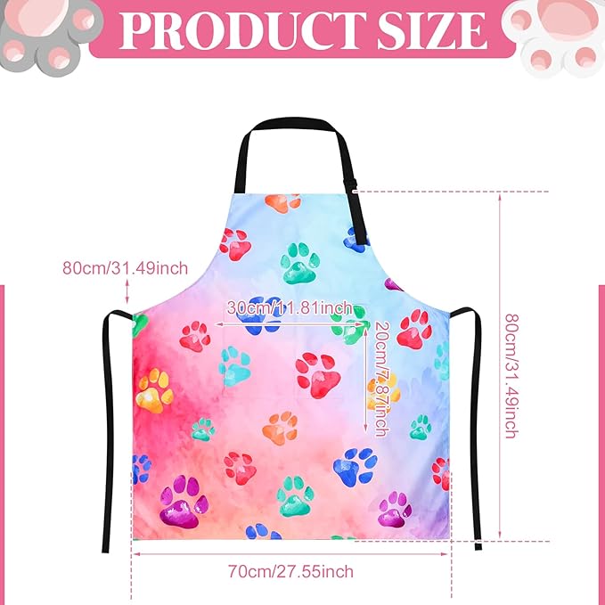 Dog Grooming Waterproof Apron with 2 Pockets, Cute Animals Puppy Dog Pets Apron