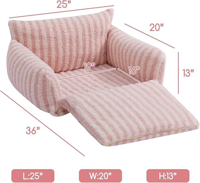 Hollypet Cat Bed Fluffy Plush Multifunctional Double-Layer Machine Washable Soft Warming Kitty Pet Couch Orthopedic Nest Beds for Small Cats Kitten and Dogs up to 13lbs, Pink(25x20x13 inch)