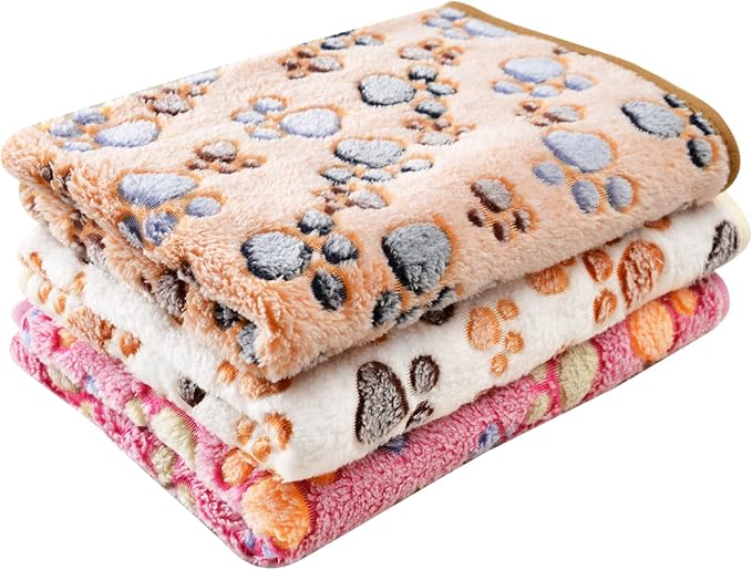 UTTPLL Blanket-Premium-Flannel-Medium-Printed Throw for Cats Dog Puppy Animals Super Soft Fluffy Fleece Pet Blankets Warm Sleep Mat Cute Paw Brown