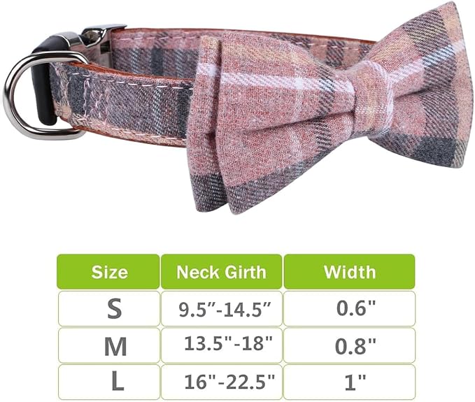 Faleela Cute Soft Girl Dog Collar with Bow, Bowtie Dog Collar for Boy,Detachable Adjustable Collar for Small Medium Large Pet