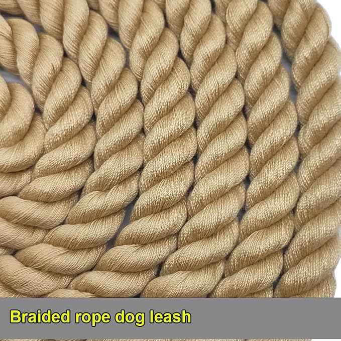 BTINESFUL Heavy Duty Cotton Dog Leash 3FT/ 5FT/ 10FT, Strong Rope Leash Soft Handle Dog Traction for Large Medium Dogs Hiking, Camping, Exploring, Walking(1/2" x 10ft, Brown)