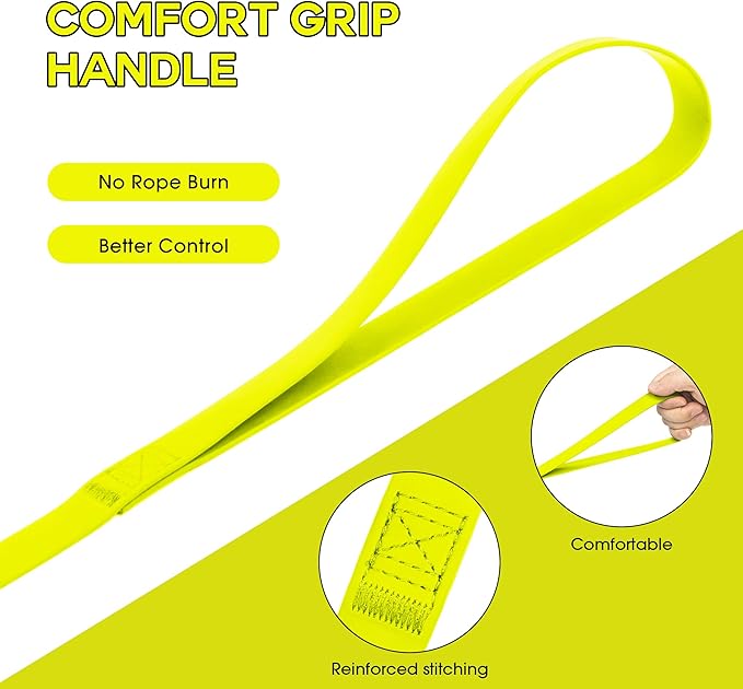 Wolfone 5ft Yellow Long Leash - Waterproof Training Dog Leash for Recall, Swimming, Camping, Beach, Hunting, Walking