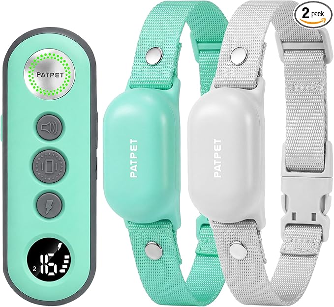 PATPET Shock Collar for Dogs(10-120lbs), 4000ft Rechargeable IPX7 Waterproof Training Collar with Remote for 2 Dogs- Electric Dog Collar for Small Medium Large Dogs 2 Packs