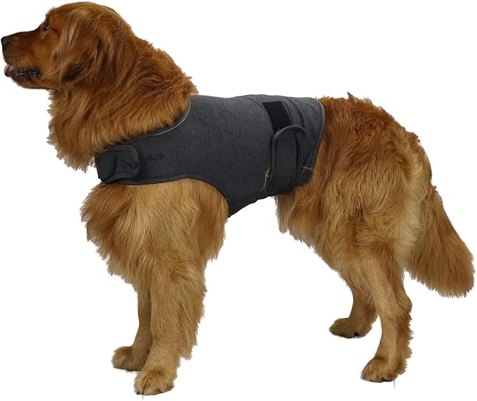 Comfort Dog Anxiety Relief Coat, Dog Anxiety Calming Vest Wrap for Thunderstorm,Travel,4th of July Fireworks,Vet Visits,Separation Anxiety Relief for Dogs (L,Grey)