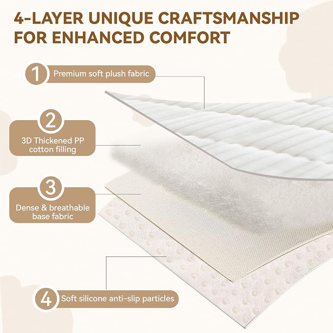 OTOB Couch Covers for 3 Cushion Sofa Pet Friendly, Plush Fuzzy Non Slip Sofa Covers Washable, Soft All Seasons Sofa Slipcovers Furniture Protector Dog Bed Mat (Cream, 27.6" x 82.7")
