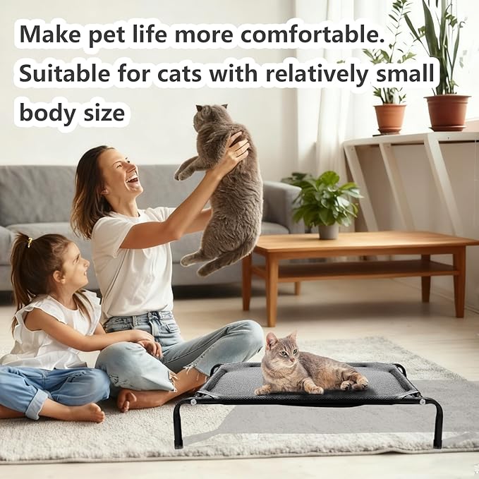 Newly Upgraded Elevated Cat Beds for Indoor - Washable Material, Comfortable Elevated Design for Cats, Ideal for Indoor Use to Keep Pets Cool and Cozy, Suitable for Small and Medium-Sized Cats