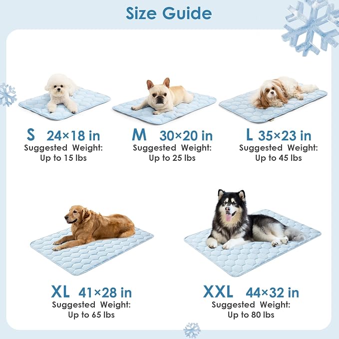 EHEYCIGA Cooling Mat for Dogs, 35" x 23"(Q-Max>0.53), Washable Dog Cooling Mat, Portable Kennel Cooling Pet Pad for Summer, Non-Slip Summer Crate Pad for Large Dog, Blue