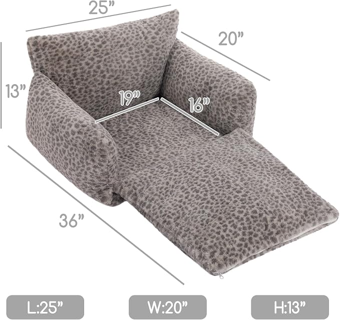 Hollypet Cat Bed Fluffy Plush Multifunctional Double-Layer Machine Washable Soft Warming Kitty Pet Couch Orthopedic Nest Beds for Small Cats Kitten and Dogs up to 13lbs, Snow Leopard(25x20x13 inch)