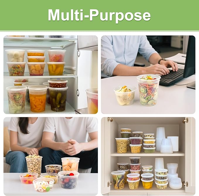 Dipoo 40 Sets (80-Piece) Deli Containers with Lids 32 oz, Leak-Proof & BPA Free Airtight Takeout Plastic Food Storage Containers for Soup, Freezer/Microwave/Dishwasher Safe