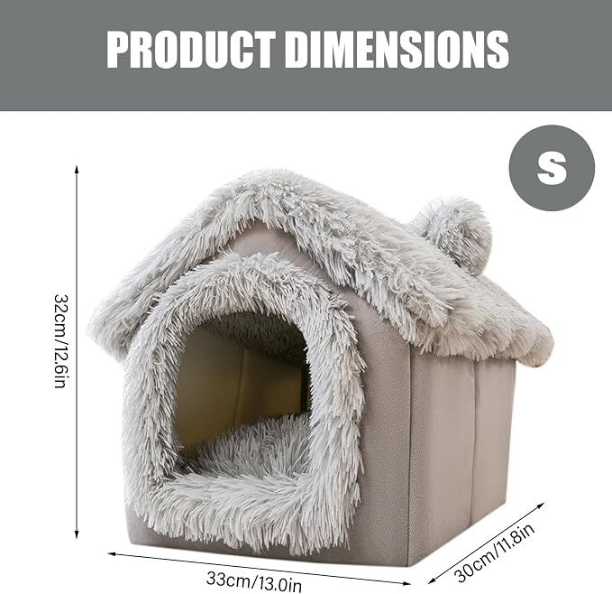 Enclosed Dog Bed, Soft and Warm Plush Dog Bed with Cover Cave Removable and Washable House Type Tent Huts for Indoor Pets S 13x11.8x12.6, DecoracióN Del Hogar