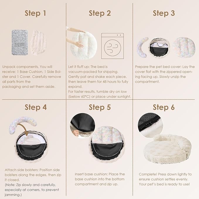 EHEYCIGA Soft Cat Couch Bed for Indoor Cats, Fluffy Small Dog Bed with Removable Washable Cover, Bolster Pet Sofa, Waterproof and Non-Slip, 26" x 26"x 8", Black