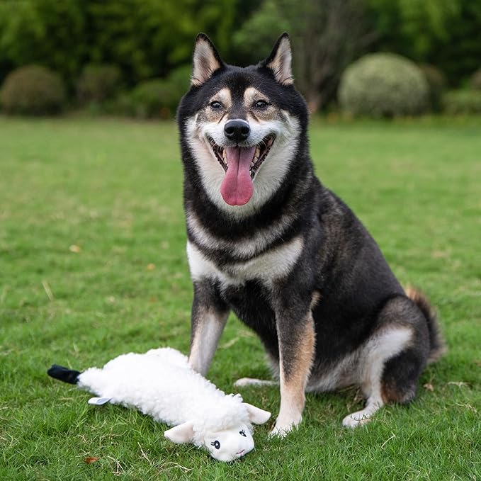Best Pet Supplies Squeaky Dog Toys with Soft Durable Fabric for Small, Medium and Large Pets Interactive Toy for Indoor Play, Supports Active Biting and Play - Sheep, Cow, size L