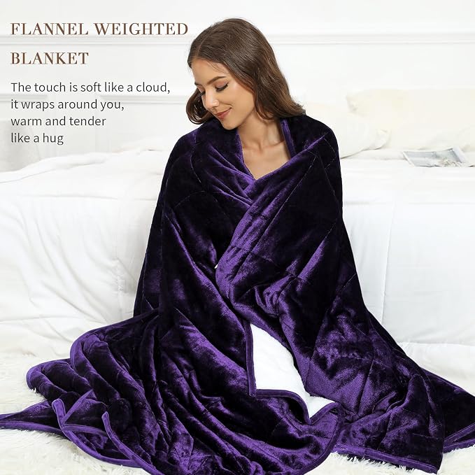 Alomidds Weighted Blanket Twin Size 20lbs 48x72 inches,Sherpa Weighted Blankets for Adults,Fluffy Warm Sherpa & Cozy Soft Flannel Snuggle Thick Heavy Blanket Great for Relaxing,Purple