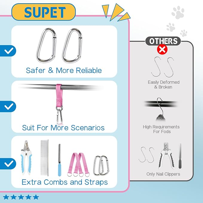 Supet Dog Grooming Hammock Harness for Dogs Cats, Relaxation Pet Nail Clipper Hammock, Restraint Dog & Medium Animal Leashes Sling for Groomingk for Nail Trimming (Blue-Love, M)
