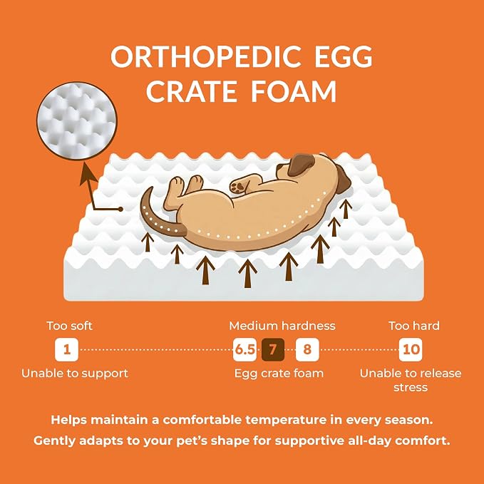 Muihood Wood Elevated Dog Bed Frame and Egg Crate Foam Mattress, Luxurious Suitable for Pets Up to 45 lbs, White, S