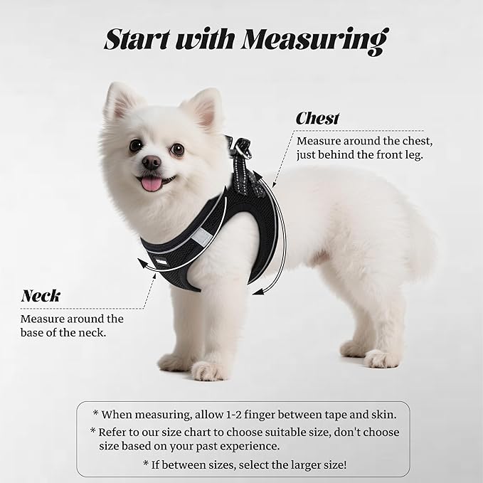 YIMEIS Dog Harness and Leash Set, No Pull Soft Mesh Pet Harness, Reflective Adjustable Puppy Vest for Small Medium Large Dogs, Cats (Black-Update, Small (Pack of 1))