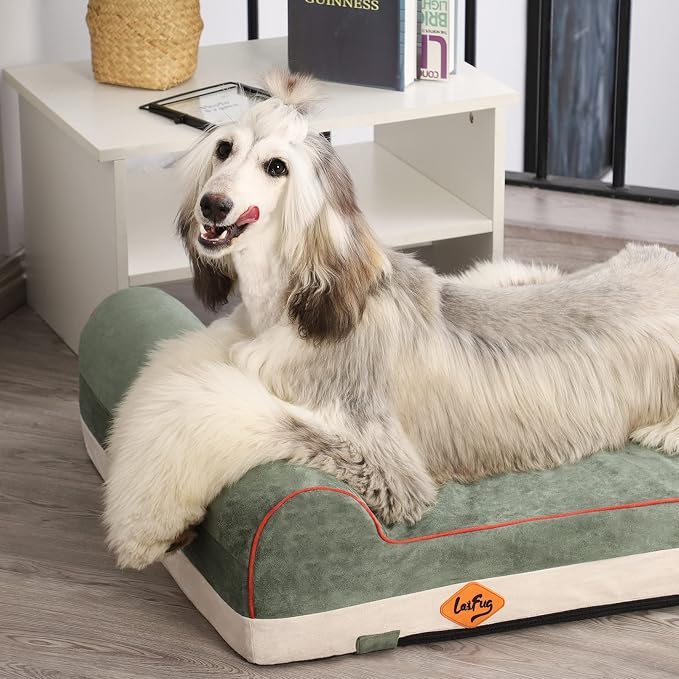 Laifug Orthopedic Dog Beds for Large Dogs,4.5" Memory Foam Dog Beds,Durable Water Proof Liner Removable and Washable, Nonskid Bottom, Dark Green 46"x28"x4.5"
