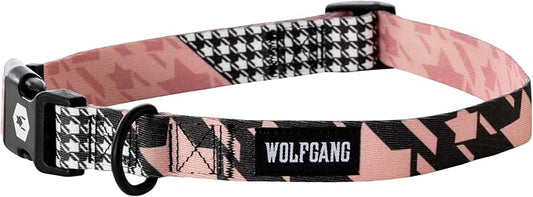 Wolfgang Heavy Duty, Adjustable Dog Collar with Quick Release Nylon Buckle for Walking & Training, HoundsPink Print, Small