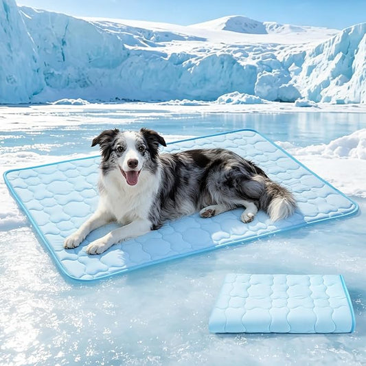 Mora Pets Dog Cooling Mat Pet Cooling Pad for Large Dogs & Cats Q-Max>0.5, Breathable Washable Self Cool Dog Mat for Indoor Floors, Crate, Sofa & Outdoor Use, Non Gel Summer Ice Silk Cold Pad L 41x28