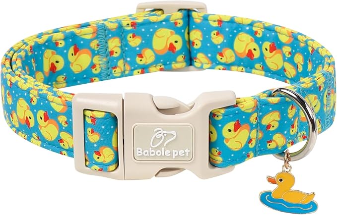 Cute Dog Collar Rubber Duck Girl Boy Dog Collars for Giant Large Dogs - Lightweight Adjustable Male Female Summer Puppy Everyday Collar with Safety Buckle XL