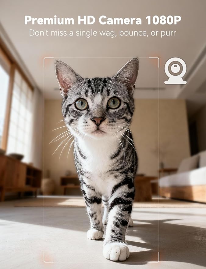 WOPET Automatic Cat Feeder with Camera for Two Cats, 6L Automatic Dog Feeder with HD Video and Night Vision, 5G/2.4G WiFi Pet Feeder for Cats & Dogs, SD Card Storage & 2-Way Audio