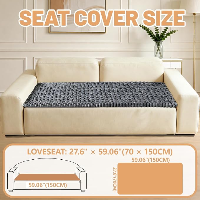 Couch Cover for Dogs Washable,Non Slip Fuzzy Durable Couch Covers for 3 Cushion Sofa Pet Friendly Sofa Cover Dog Thick Soft Slipcovers Protector Couches Mat Bed (Grey, 27.6" x 59"/70 x 150cm)