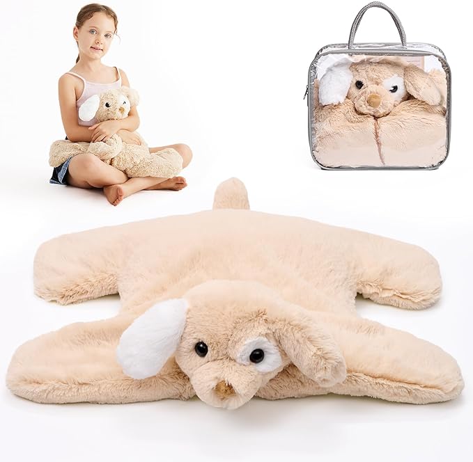 L'AGRATY Weighted Lap Pad for Kids 7 lbs, Sensory Needs Weighted Stuffed Animals Lap Blanket Soft Plush Hugging Sensory for Kids Teen Adults Removable Washable Cover