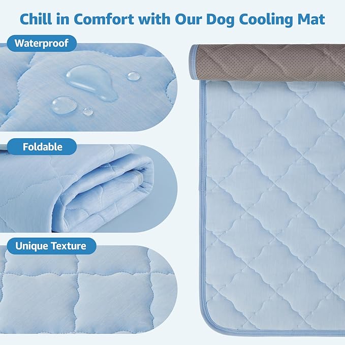 LOOBANI Dog Cooling Mat for Extra Large - 60" x 40" Pet Cooling Pad for Pet with Anti-Slip Bottom, Premium Q-MAX>0.5 Self-Cooling Pad for Dogs, Cats, Indoor & Outdoor Use, Couch, Bed, and Floor