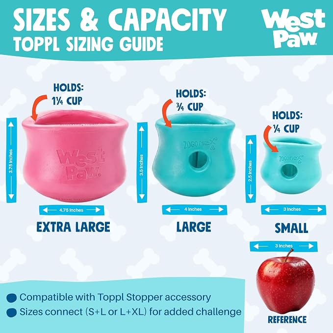 WEST PAW Zogoflex Toppl Interactive Treat Dispensing Puzzle Dog Toy for Mental Stimulation & Enrichment-Holds Kibble & Treats-Lickable, Freezable & Dishwasher Safe-Made in USA-XL-Geranium