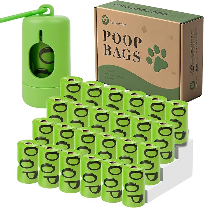 Dog Poop Bags Rolls with Dispenser - Scented & Leak-Proof Dog Waste Bags in Green/Black, 13x9 Inch Extra Large Poop Bags for Dogs, 120/360/630 Counts