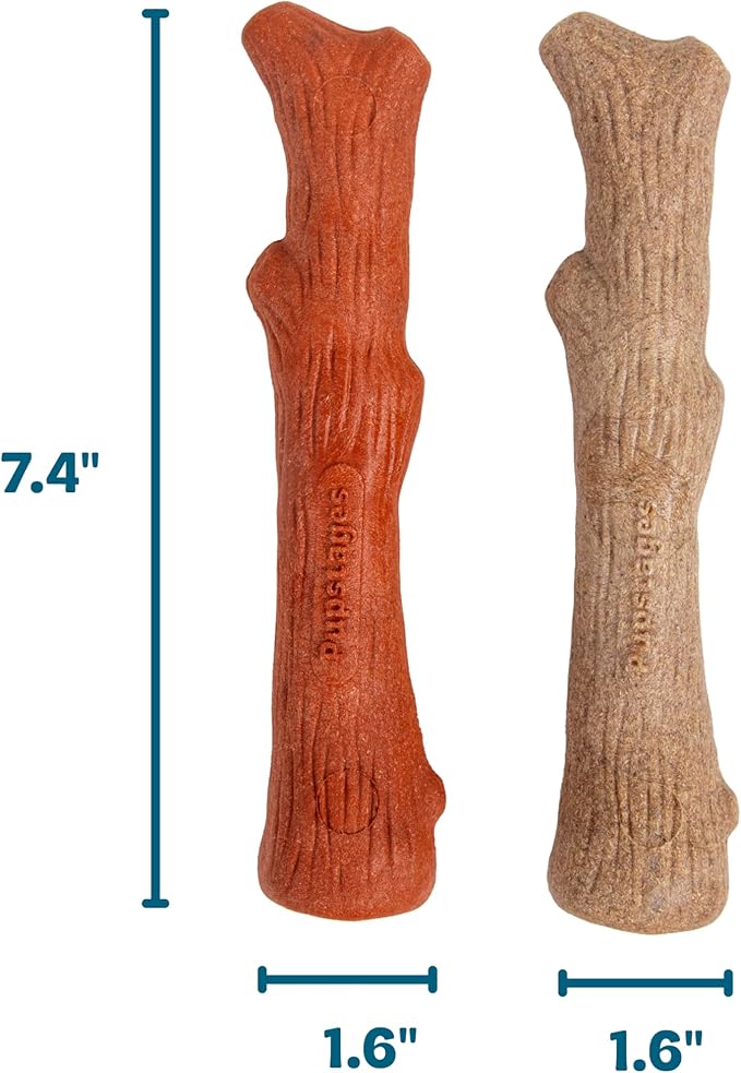 Dogwood Mesquite Dog Chew Toy – Real-Wood Blend, Moderate Chewers, Medium, 7.5", 2-Pack (Natural & Mesquite Flavors)