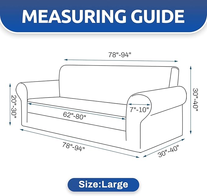 KEKUOU Stretch Sofa Cover Slipcover ，Couch Covers for 3 Cushion Couch Sofa (78"-94") Furniture Protector 3 Seater Sofa with Elastic Bottom for Kids,Dog(Large,Pureed Pumpkin)