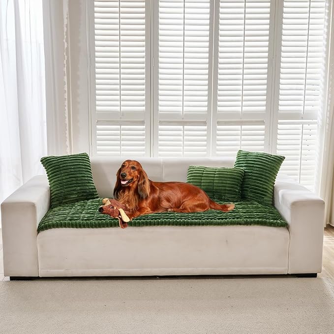 Mitid Sofa Cover Fuzzy Couch Cover for Pet, Couch Covers for Dogs Washable Non-Slip Sofa Slipcover Cushion Protector Pets Friendly Mat