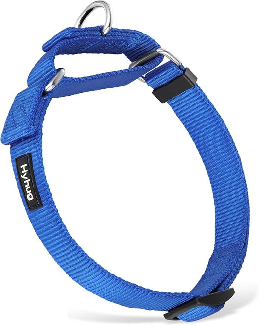 Hyhug Martingale Dog Collar Medium Blue |Escape - Proof Heavy Duty Nylon Durable No Slip, Ideal for Training & Daily Walks