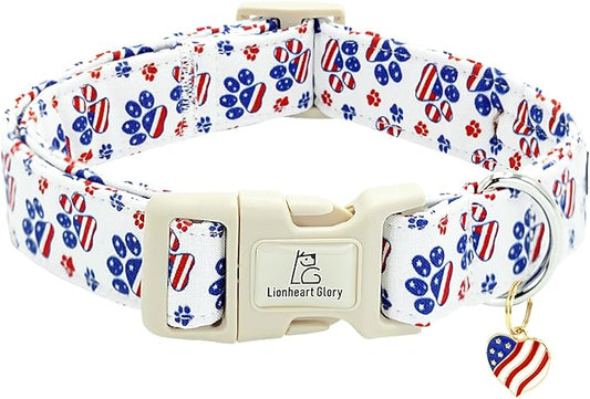 Lionheart glory American Flag Dog Collar, 4 of July Patriotic Independence Day Dog Collar Heavy Duty Adjustable Dog Collars for Small Dogs Pet Gift Summer Collars Dog Cute Collars