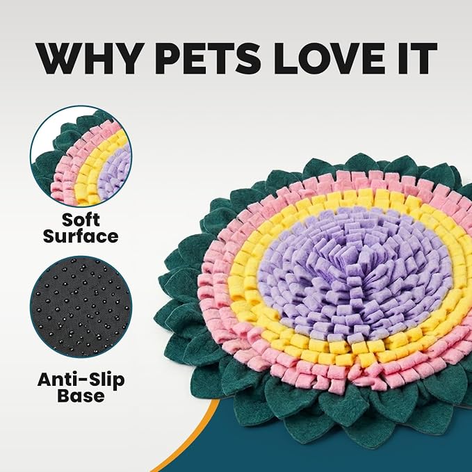 PET ARENA Snuffle Mat for Dogs - Adjustable Interactive Puzzle Toy (Green, Pink, Yellow, Purple)