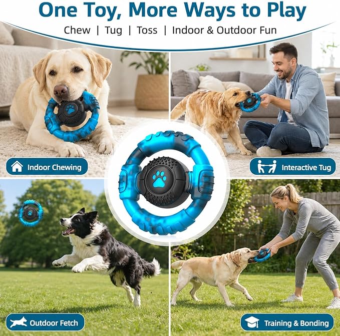 Pamlulu Tough Dog Toys for Aggressive Chewers, Indestructible Dog Toy for Large Dogs, Nylon Chew Toys for Medium Large Breed, Interactive Dog Toys to Keep Them Busy, Dog Birthday
