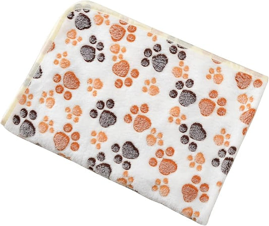UTTPLL Blankets Super Soft & Warm Fleece Flannel Pet Blanket Cats Dogs Cute Paw Print Pet Throw Puppy Blankets Fleece Beige Paw Small