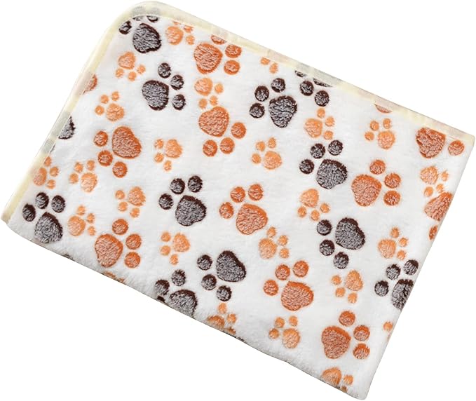 DOOVID Pet Blanket Soft Fluffy Fleece Flannel Blanket Dog Cat Cute Paw Print Pet Mat White Paw Medium(30''*20'')