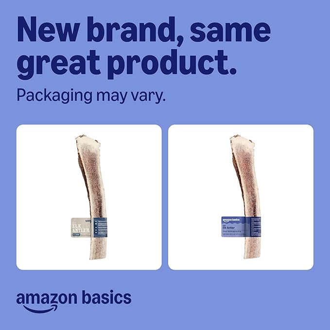 Amazon Basics Split Elk Antler, Naturally Shed, Long Lasting for Aggressive Chewers, X-Large (Best for Dogs Over 45 lbs) (Previously Wag)