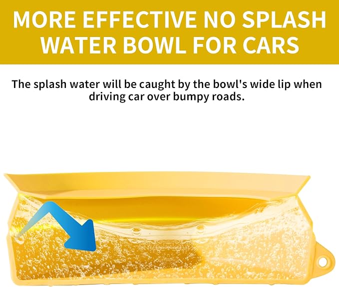 SLSON Spill Proof Dog Water Bowl for Cars,Collapsible No Splash Dog Travel Bowls Integrated Molding Portable Pet Bowl for Road Trip Truck,RV,SUV,Boat Accessories (Yellow)