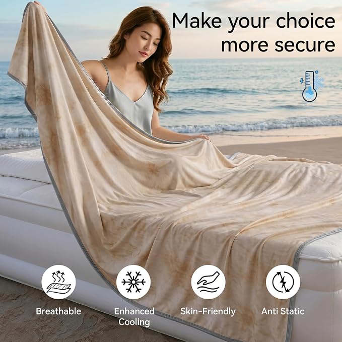 Guohaoi Cooling Throw Blanket for Hot Sleepers, Twin Size 60''×90'' Lightweight Breathable Summer Bed Blanket for Couch, Arc-Chill Q-Max >0.5 Cool Fiber, Lightweight Blanket Light Brown