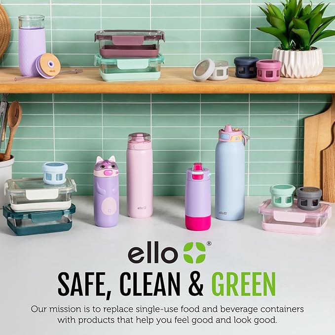 Ello Snap & Nest 10-Piece 2 Cup Plastic Divided Snack Pack Set, Reusable Food Containers for Healthy Eating, Freezer, Dishwasher Safe, Berry Fields