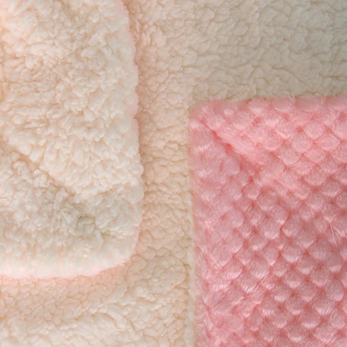 DW Plush Fleece Receiving Blanket for Dog, Cat, Pet - Warm & Soft, Couch, Sofa, Travel & Outdoor, Camping (24" x 32"), Baby Pink