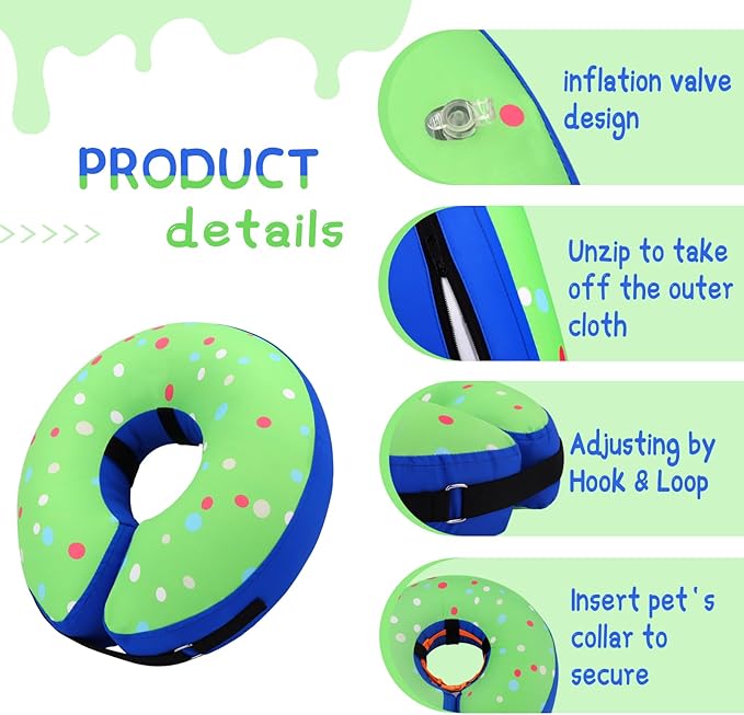 Supet Inflatable Dog Cone Collar Alternative After Surgery, Dog Neck Donut Collar Recovery E Collar for Neuter, Soft Dog Cone for Small Medium Large Dogs