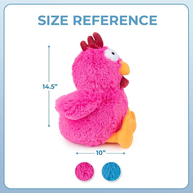 Best Pet Supplies Interactive Squeaky Dog Chew Toy, Ideal Dog Toys for Chewers, Small, Medium & Large Dogs, and Fetch Lovers - Mrs. Cluck (Fuchsia), Large